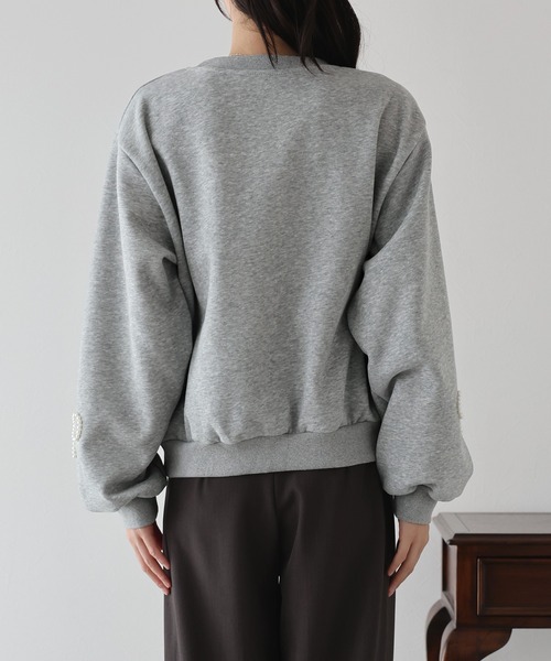 BLUEEAST（ブルーイースト）の「パールリボンスウェット（スウェット・レディース・グレー/ブラック・MEDIUM）」の6枚目の写真