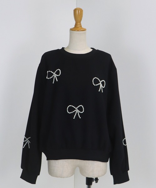BLUEEAST（ブルーイースト）の「パールリボンスウェット（スウェット・レディース・グレー/ブラック・MEDIUM）」の7枚目の写真
