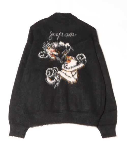 REMI RELIEF（レミレリーフ）の「REMI RELIEF(レミレリーフ)起毛ニットカーデ(龍虎スカ柄)（カーディガン/ボレロ・メンズ・ブラック/モスグリーン・L/M/XL）」の3枚目の写真