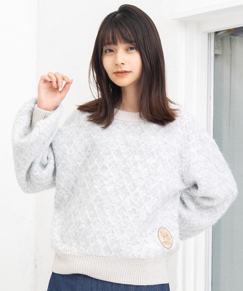 【セール】743004：チェック模様のウール混ニット 切替プルオーバー（ニット/セーター）｜ScoLar（スカラー）