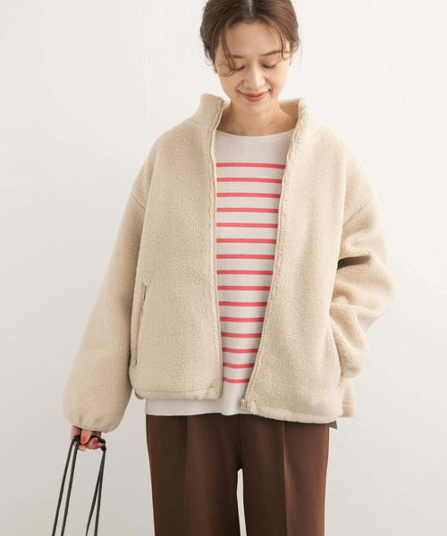 URBAN RESEARCH DOORS（アーバンリサーチドアーズ）の「スタンドカラーボアブルゾン（ブルゾン・レディース・グレー系その他/アイボリー・MEDIUM）」の11枚目の写真