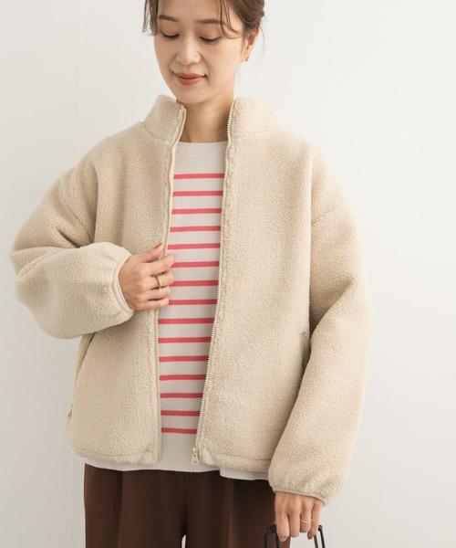 URBAN RESEARCH DOORS（アーバンリサーチドアーズ）の「スタンドカラーボアブルゾン（ブルゾン・レディース・グレー系その他/アイボリー・MEDIUM）」の13枚目の写真