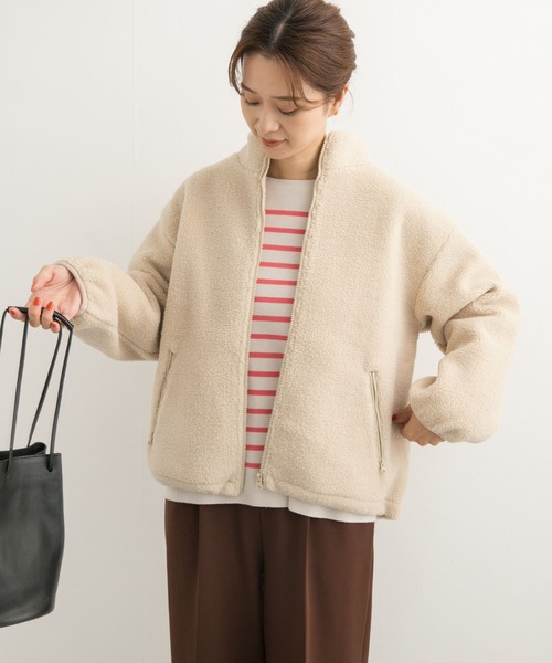 URBAN RESEARCH DOORS（アーバンリサーチドアーズ）の「スタンドカラーボアブルゾン（ブルゾン・レディース・グレー系その他/アイボリー・MEDIUM）」の19枚目の写真