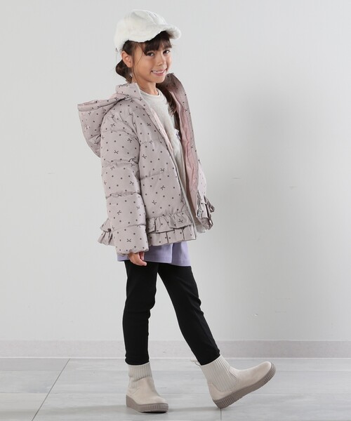 SHOO・LA・RUE（シューラルー）の「◆【110-140cm/撥水】フード2WAY総柄フリルブルゾン（ブルゾン・キッズ・ベージュ系その他3/ブラック系/パープル系1・11/12/13/14）」の15枚目の写真