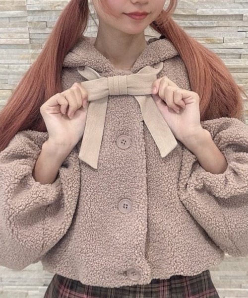 【セール】リボン付きボアショートコート/fint（その他アウター）｜F i.n.t（フィント） 8,422円