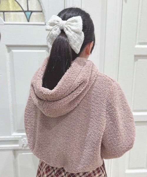 F i.n.t(フィント)の「リボン付きボアショートコート/fint(その他アウター・レディース・アイボリー/ピンクベージュ・FREE)」の8枚目の写真