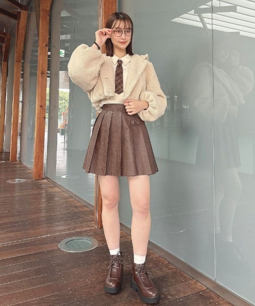 F i.n.t(フィント)の「リボン付きボアショートコート/fint(その他アウター・レディース・アイボリー/ピンクベージュ・FREE)」の18枚目の写真