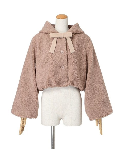 F i.n.t(フィント)の「リボン付きボアショートコート/fint(その他アウター・レディース・アイボリー/ピンクベージュ・FREE)」の21枚目の写真