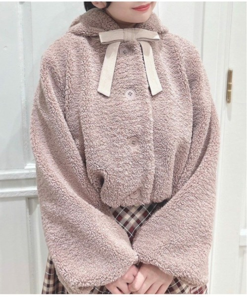 F i.n.t(フィント)の「リボン付きボアショートコート/fint(その他アウター・レディース・アイボリー/ピンクベージュ・FREE)」の19枚目の写真