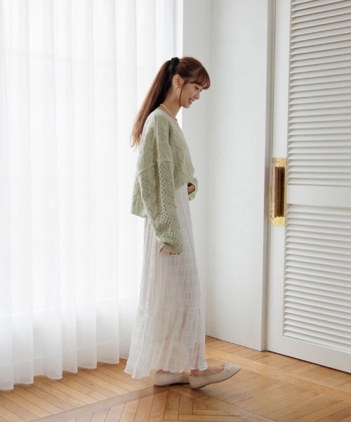 flower（フラワー）の「スパークルアランニット（ニット/セーター・レディース・アイボリー/ミント・FREE）」の12枚目の写真