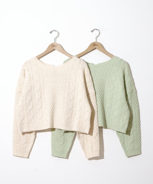 flower（フラワー）の「スパークルアランニット（ニット/セーター・レディース・アイボリー/ミント・FREE）」の15枚目の写真