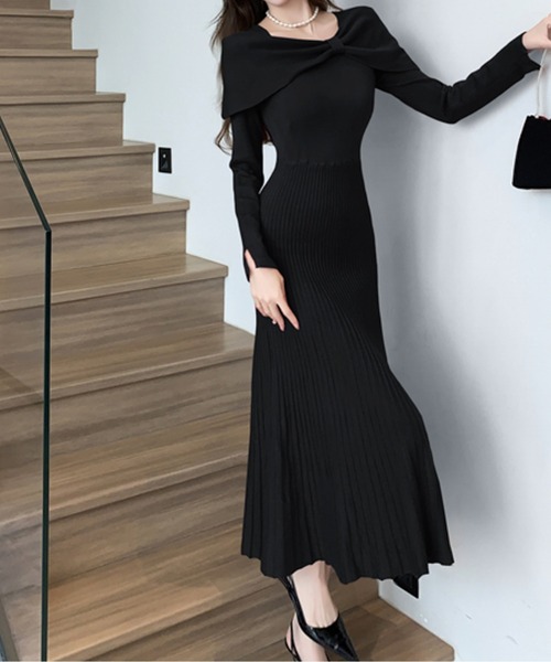 リボンネックニットワンピース（ワンピース）｜AMAJI（アマジ）