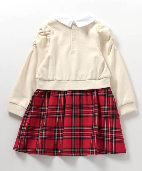 apres les cours(アプレレクール)の「【リンク】ハート刺繍チェックドッキングワンピース(ワンピース・キッズ・レッド/ブラック・80/90/100/110/120/130/140)」の6枚目の写真