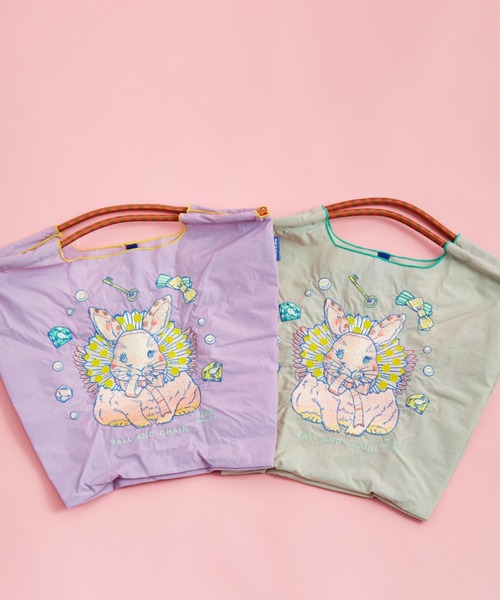 D.M.RABBIT 刺繡設計尼龍托特包