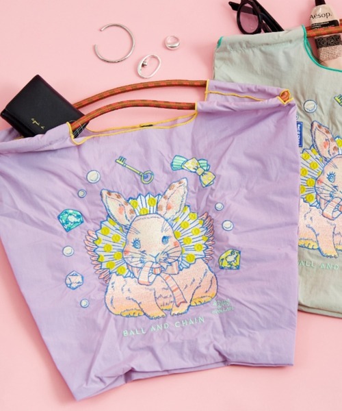 D.M.RABBIT 刺繡設計尼龍托特包
