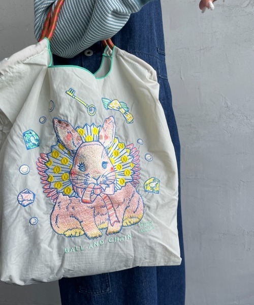 D.M.RABBIT 刺繡設計尼龍托特包