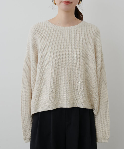 natural couture（ナチュラルクチュール）の「箔プリント加工ニットプルオーダー（ニット/セーター・レディース・モカ/ピンク/アイボリー/チャコールグレー・FREE）」の16枚目の写真