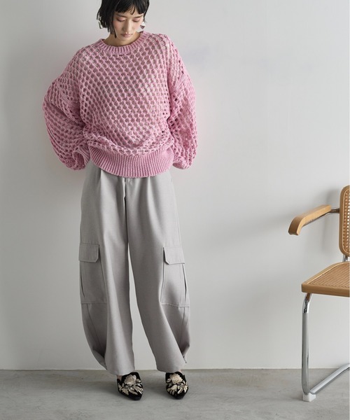 THE YOn（ザヨン）の「ドライタッチツイルカラーカーゴパンツ（カーゴパンツ・レディース・ベビーピンク/ライトグレー/ライム・M/S）」の2枚目の写真