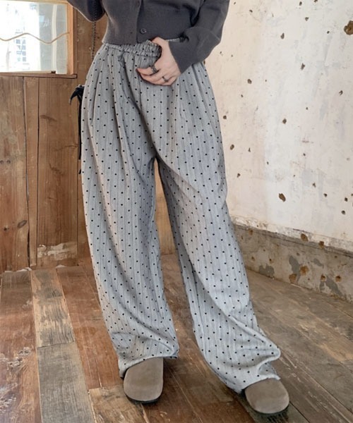 urge:(アージコロン )の「【URGE:】ハートドット ストライプ ワイド パンツ(その他パンツ・レディース・ブラック/グレー/チャコール・X-LARGE/LARGE/MEDIUM/SMALL)」の8枚目の写真