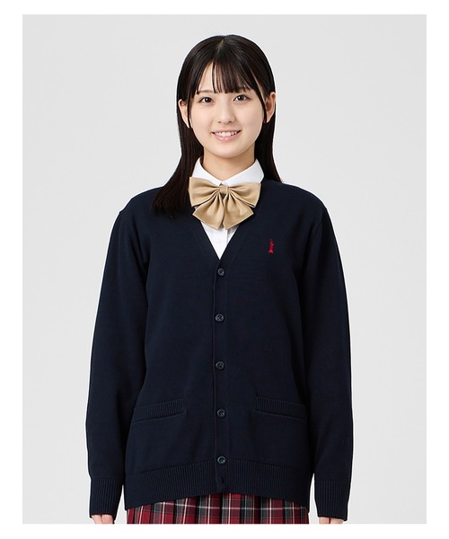 EASTBOY（イーストボーイ）の「カーディガン 綿 12G ニット 女子 制服 学生服 中学生 高校生 スクール（カーディガン/ボレロ・キッズ・ネイビー/ベージュ/ライトグレー/ブラック/オフホワイト・9号/11号/13号）」の13枚目の写真