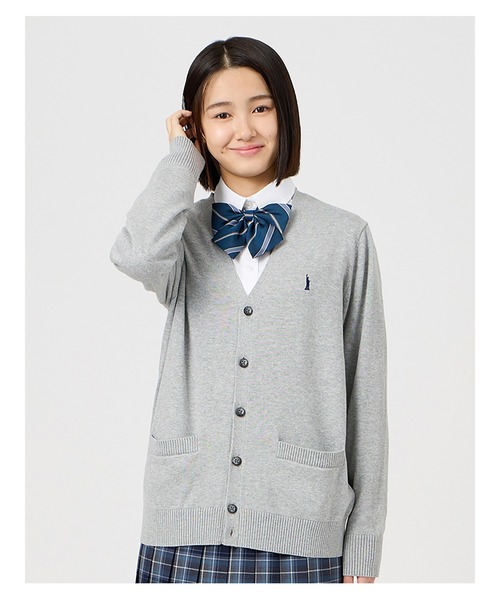 EASTBOY（イーストボーイ）の「カーディガン 綿 12G ニット 女子 制服 学生服 中学生 高校生 スクール（カーディガン/ボレロ・キッズ・ネイビー/ベージュ/ライトグレー/ブラック/オフホワイト・9号/11号/13号）」の19枚目の写真