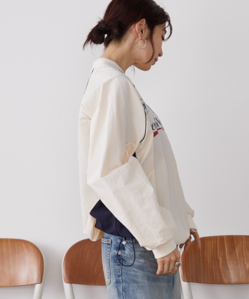 Auntie Rosa Holiday(アンティローザホリデー)の「バイカラーゲーミングナイロントップス(Tシャツ/カットソー・レディース・チャコールグレー/アイボリー・FREE)」の5枚目の写真