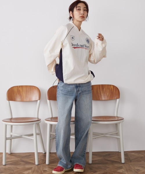 Auntie Rosa Holiday(アンティローザホリデー)の「バイカラーゲーミングナイロントップス(Tシャツ/カットソー・レディース・チャコールグレー/アイボリー・FREE)」の7枚目の写真