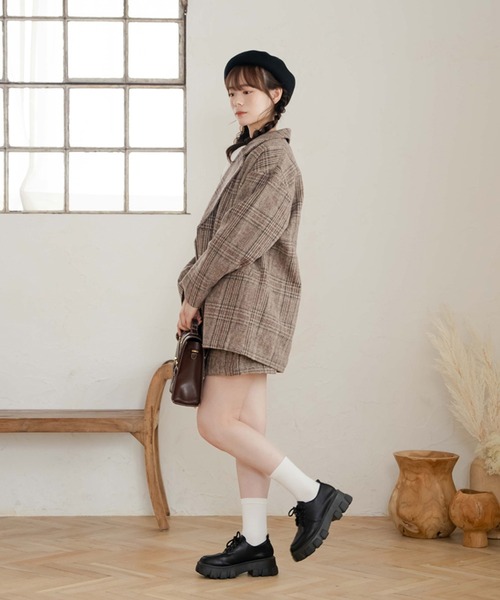 オーバーサイズチェックジャケット（テーラードジャケット）｜krahe