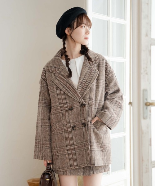 AMAIL オーバーサイズ ピンクチェックジャケット AMAIL（アマイル）の「2face check ブルゾン（ブルゾン）」 - WEAR