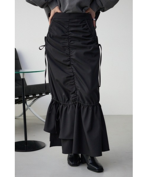 AZUL by moussy（アズールバイマウジー）の「ギャザーマーメイドリボンスカート（スカート・レディース・アイボリー/ブラック・MEDIUM/SMALL）」の2枚目の写真