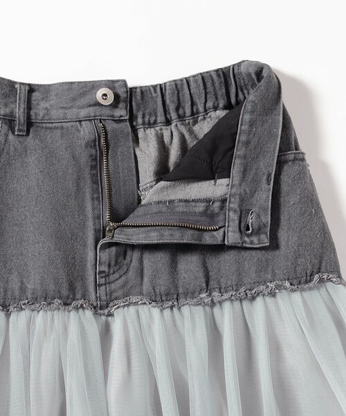 Ray BEAMS（レイビームス）の「デニム キリカエ チュール スカート（スカート・レディース・ブラック/ライトグレー・0/1）」の18枚目の写真