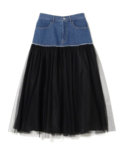 Ray BEAMS（レイビームス）の「デニム キリカエ チュール スカート（スカート・レディース・ブラック/ライトグレー・0/1）」の21枚目の写真