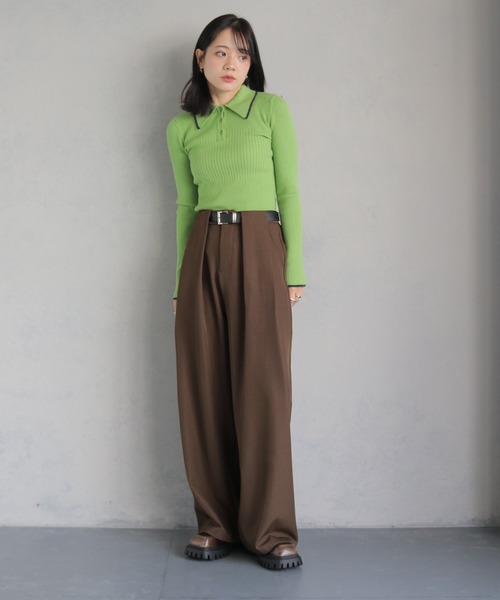 cheriella（シェリエラ）の「【cheriella】ベルト付きタックワイドパンツ BELTED TUCK WIDE PANTS（その他パンツ・レディース・グレー/ブラウン/ブラック・M/S）」の22枚目の写真