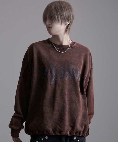 SILVER BULLET(シルバーバレット)の「『CavariA/キャバリア』グランジ加工長袖トレーナー(スウェット・メンズ・ブラック/ブラウン・M/L)」の1枚目の写真