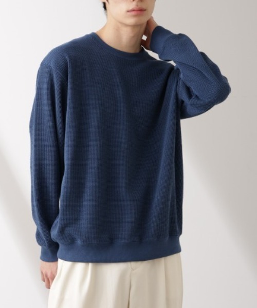 NANO universe（ナノユニバース）の「テックワッフルクルーネックTシャツ（Tシャツ/カットソー・メンズ・グレー/ブルー/スミクロ・L/M）」の3枚目の写真