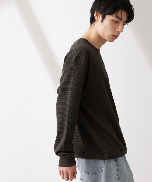 NANO universe（ナノユニバース）の「テックワッフルクルーネックTシャツ（Tシャツ/カットソー・メンズ・グレー/ブルー/スミクロ・L/M）」の5枚目の写真