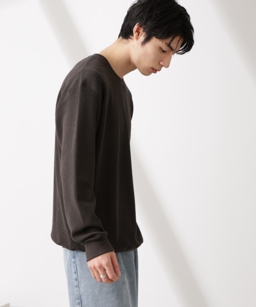 NANO universe（ナノユニバース）の「テックワッフルクルーネックTシャツ（Tシャツ/カットソー・メンズ・グレー/ブルー/スミクロ・L/M）」の6枚目の写真