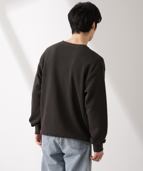 NANO universe（ナノユニバース）の「テックワッフルクルーネックTシャツ（Tシャツ/カットソー・メンズ・グレー/ブルー/スミクロ・L/M）」の7枚目の写真