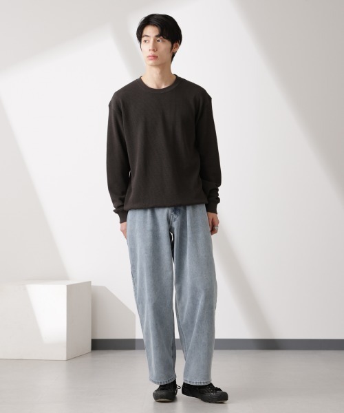 NANO universe（ナノユニバース）の「テックワッフルクルーネックTシャツ（Tシャツ/カットソー・メンズ・グレー/ブルー/スミクロ・L/M）」の8枚目の写真