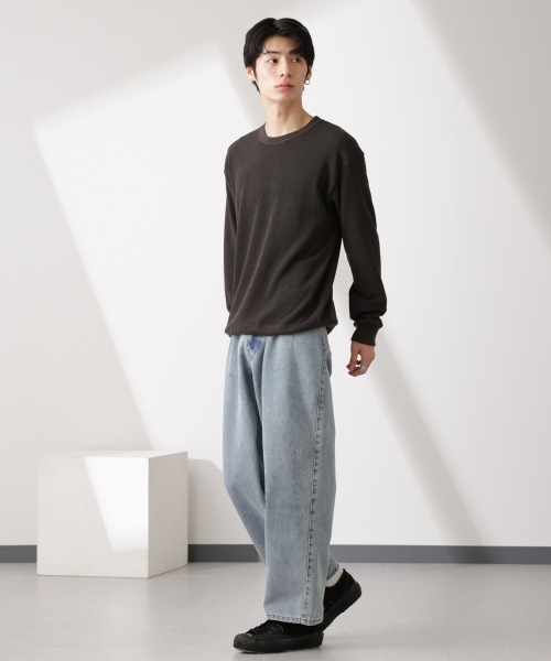 NANO universe（ナノユニバース）の「テックワッフルクルーネックTシャツ（Tシャツ/カットソー・メンズ・グレー/ブルー/スミクロ・L/M）」の9枚目の写真