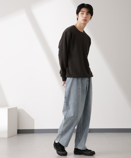 NANO universe（ナノユニバース）の「テックワッフルクルーネックTシャツ（Tシャツ/カットソー・メンズ・グレー/ブルー/スミクロ・L/M）」の10枚目の写真