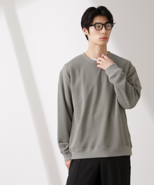 NANO universe（ナノユニバース）の「テックワッフルクルーネックTシャツ（Tシャツ/カットソー・メンズ・グレー/ブルー/スミクロ・L/M）」の12枚目の写真