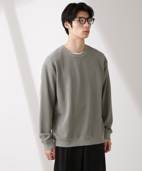 NANO universe（ナノユニバース）の「テックワッフルクルーネックTシャツ（Tシャツ/カットソー・メンズ・グレー/ブルー/スミクロ・L/M）」の13枚目の写真