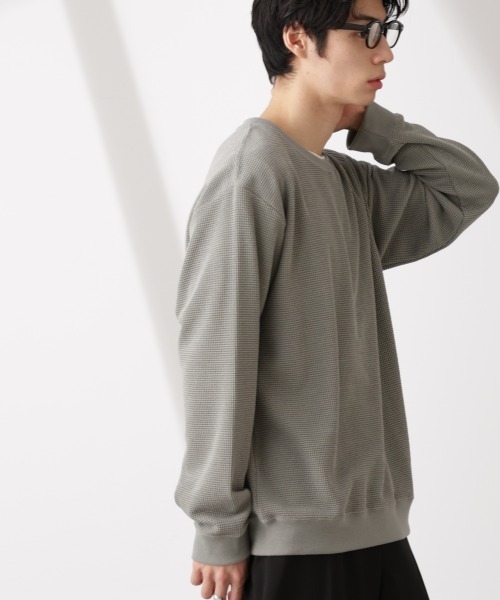 NANO universe（ナノユニバース）の「テックワッフルクルーネックTシャツ（Tシャツ/カットソー・メンズ・グレー/ブルー/スミクロ・L/M）」の14枚目の写真