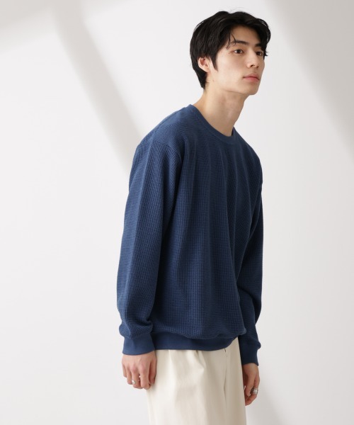 NANO universe（ナノユニバース）の「テックワッフルクルーネックTシャツ（Tシャツ/カットソー・メンズ・グレー/ブルー/スミクロ・L/M）」の19枚目の写真