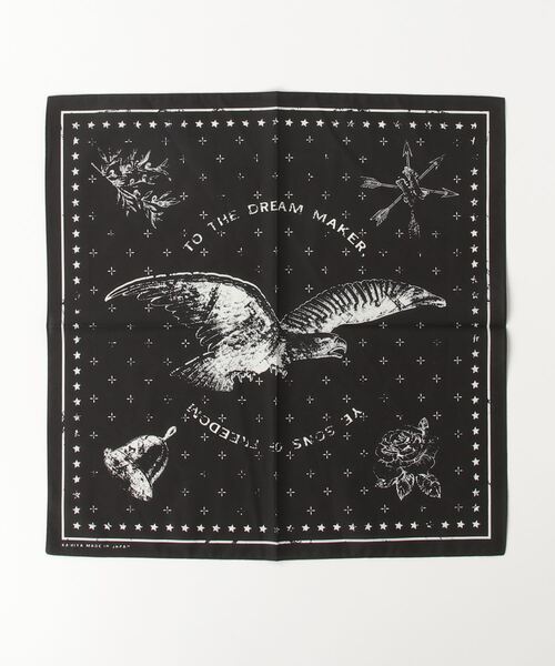 KAMIYA（カミヤ）の「“EAGLE” Bandanna 53×53（バンダナ/スカーフ・メンズ・ブラック/ホワイト・FREE）」の3枚目の写真