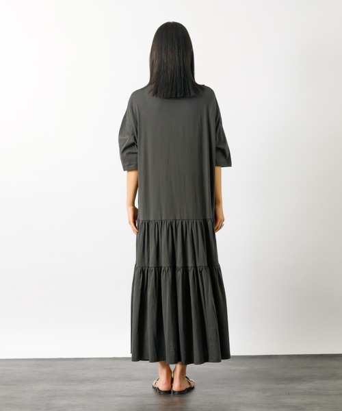 MICA&DEAL(マイカ&ディール)の「【MICA&DEAL/マイカアンドディール】tired cut ops ギャザーカットソーワンピース 半端袖/ワンピース/ギャザー/カットソー/楽ちん【WEB限定】(ワンピース・レディース・スミクロ・フリー)」の10枚目の写真
