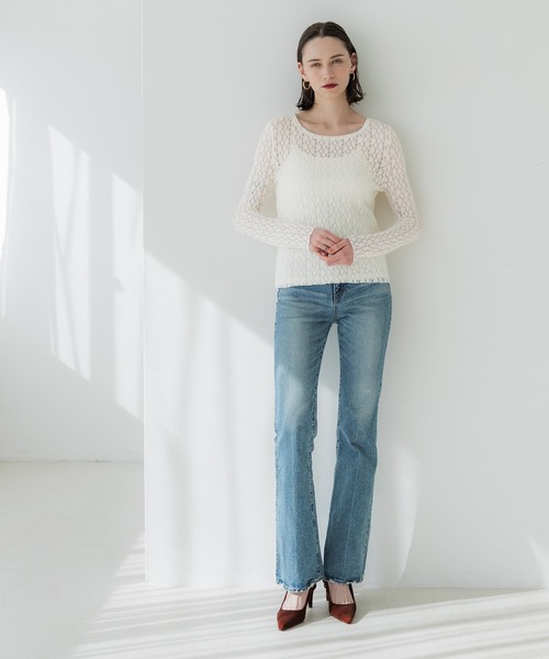 coca(coca)(コカ)の「ストレッチチュールレーストップス(Tシャツ/カットソー・レディース・アイボリー/ブラック/ネイビー・M/L/S)」の7枚目の写真