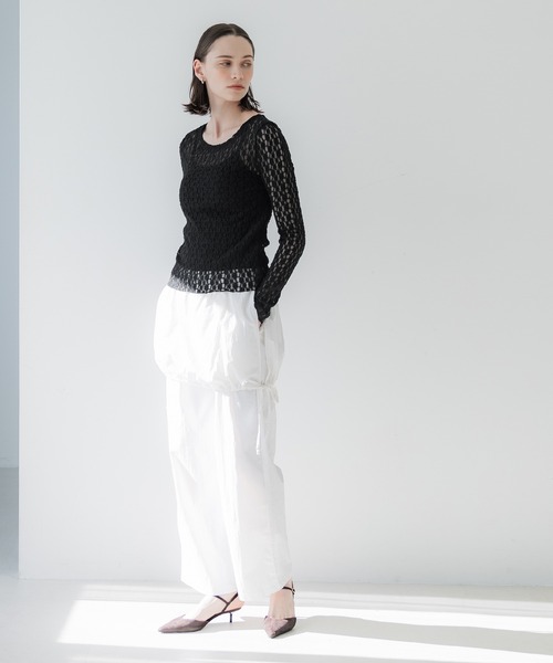 coca(coca)(コカ)の「ストレッチチュールレーストップス(Tシャツ/カットソー・レディース・アイボリー/ブラック/ネイビー・M/L/S)」の12枚目の写真