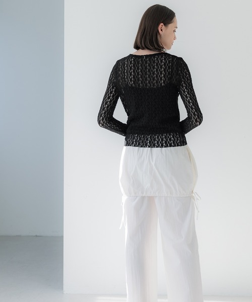 ストレッチチュールカットトップス WHT コカ coca ストレッチチュールレース トップス （Ivory